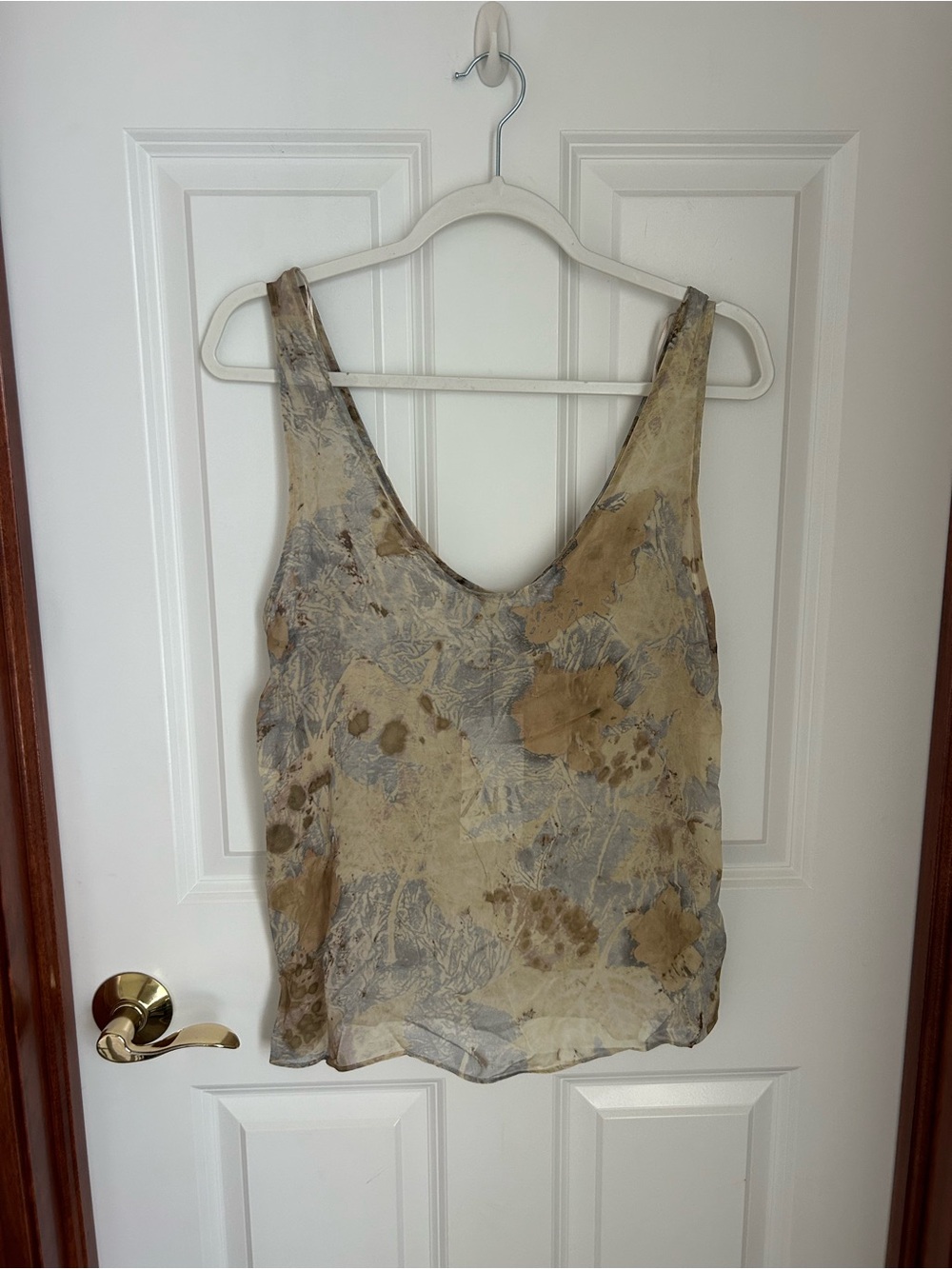 Zara NWT Sheer Lightweight Earthy Floral-Print Scoop Neck Tank Top